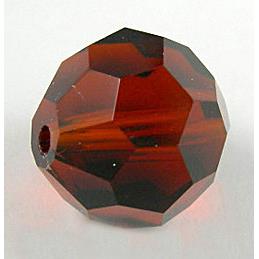 hand-cutting Chinese Crystal Glass Beads, faceted round, red coffee