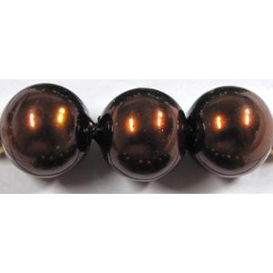 Round Glass Pearl Beads, deep-coffee