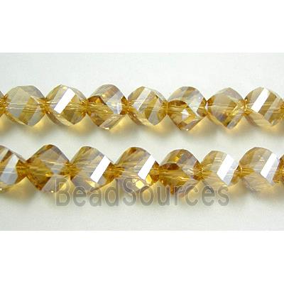 Chinese Crystal Beads, Twist, Gold