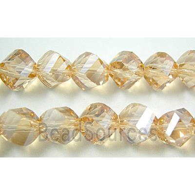 Chinese Crystal Beads, Twist, Gold-Champagne