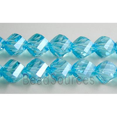 Chinese Crystal Beads, Twist, Aquamrine