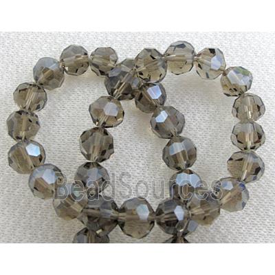 Crystal Glass, Faceted Round Beads,grey