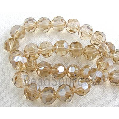 Crystal Glass, Faceted Round Beads, champagne