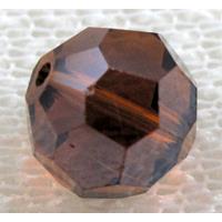 Crystal Glass, Faceted Round Beads, Deep coffee