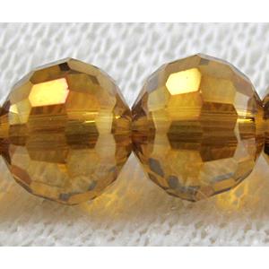 Crystal Glass Beads, 96 faceted round, Golden AB color