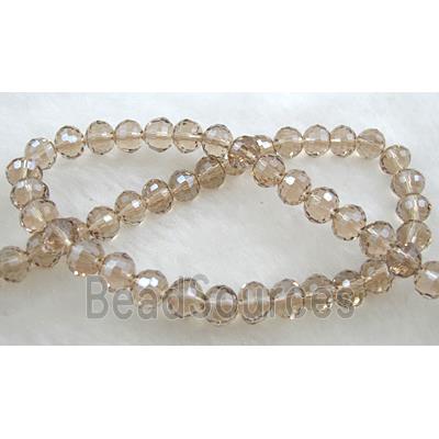 Crystal Glass Beads, 96 faceted round, champagne