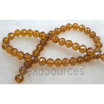 Crystal Glass Beads, 96 faceted round, Golden