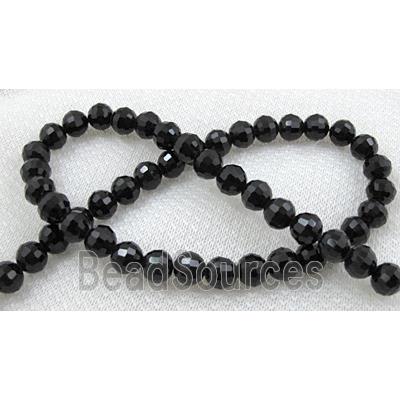 black Chinese Crystal Glass Beads, 96 faceted round