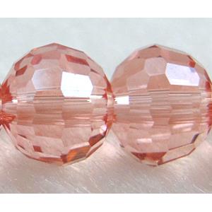 Crystal Glass Beads, 96 faceted round, rose-red