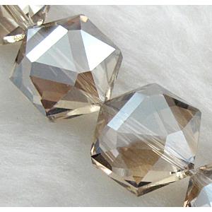 Crystal Glass Beads, faceted hexagon, Mix color