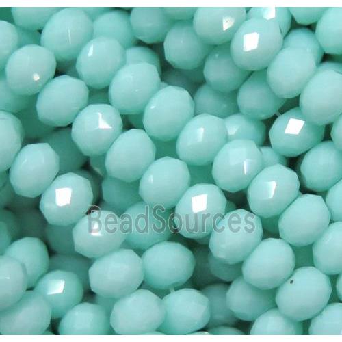 Chinese crystal glass bead, faceted rondelle, Amazonite color