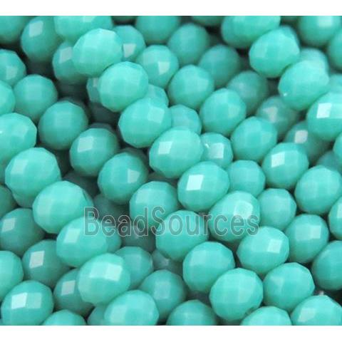 Chinese crystal glass bead, faceted rondelle, Amazonite