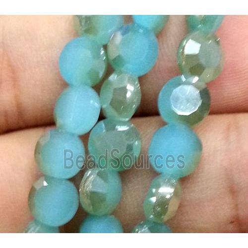 Chinese crystal glass bead, faceted flat round