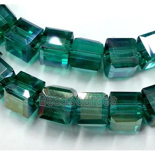 Chinese crystal glass bead, faceted cube