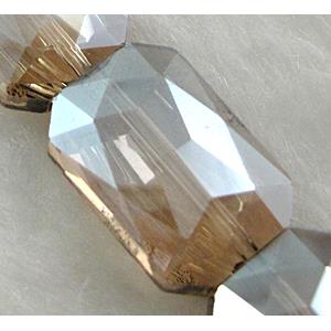 Crystal Glass Beads, faceted rectangle