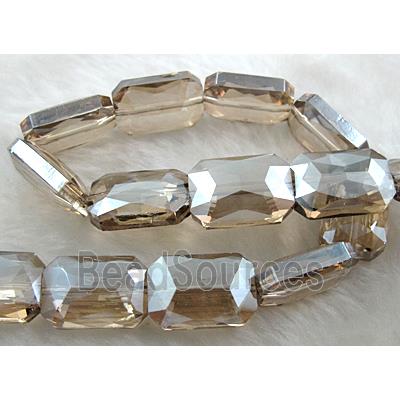 Crystal Glass Beads, faceted rectangle