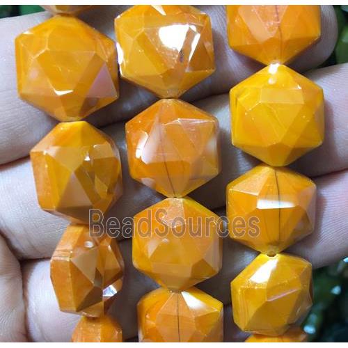 chinese crystal glass bead, faceted Hexagon