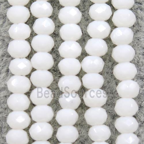 white chinese crystal glass beads, faceted rondelle