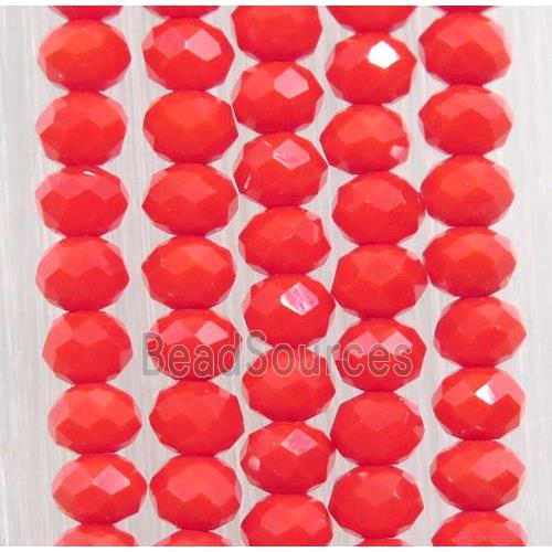 red chinese crystal glass beads, faceted rondelle