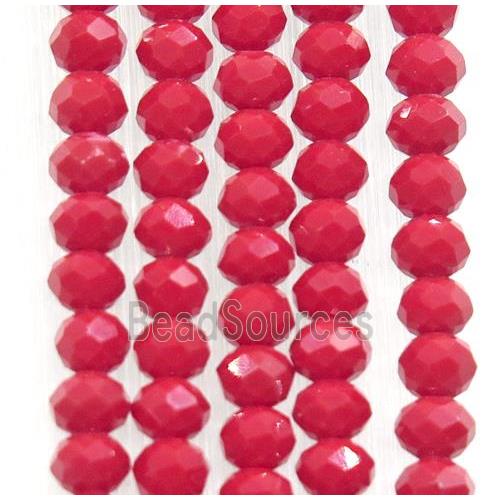 red chinese crystal glass beads, faceted rondelle