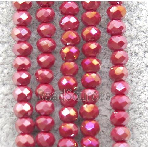 red chinese crystal glass beads, faceted rondelle, AB-color electroplated