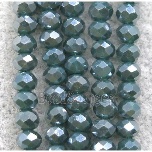 greengray chinese crystal glass beads, faceted rondelle, AB-color electroplated