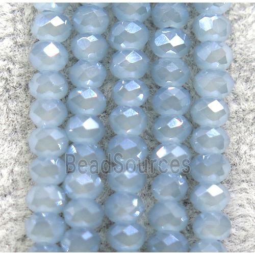 blue chinese crystal glass beads, faceted rondelle, AB-color electroplated