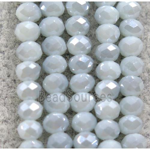 chinese crystal glass beads, faceted rondelle, bluegray, electroplated