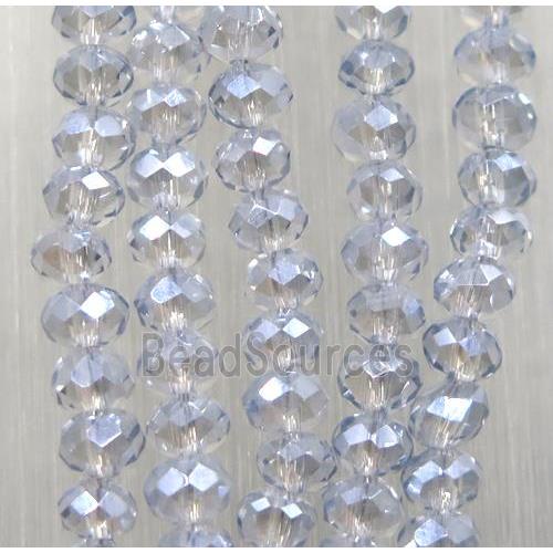 chinese crystal glass beads, faceted rondelle, AB-color electroplated