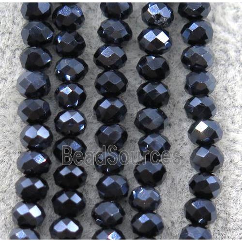 chinese crystal glass beads, faceted rondelle, black