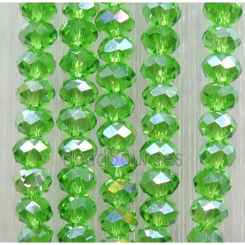 green chinese crystal glass beads, faceted rondelle