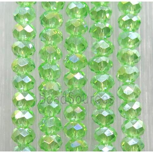 green chinese crystal glass beads, faceted rondelle