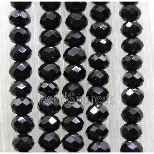 black chinese crystal glass beads, faceted rondelle