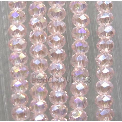 pink chinese crystal glass beads, faceted rondelle