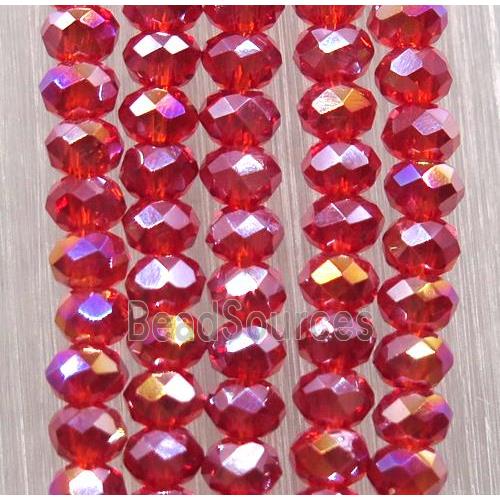 red chinese crystal glass beads, faceted rondelle