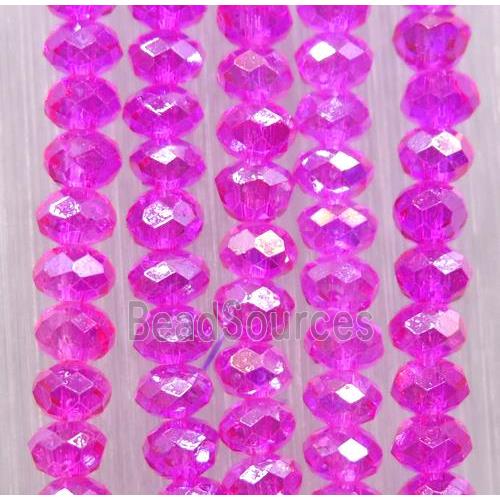 hotpink chinese crystal glass beads, faceted rondelle