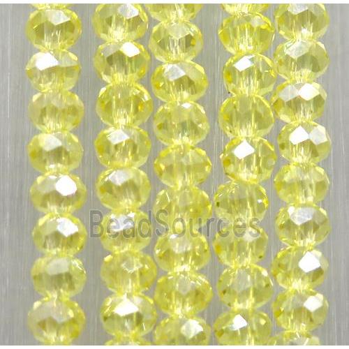 yellow chinese crystal glass beads, faceted rondelle