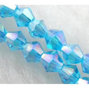 Chinese Crystal Beads, Faceted bicone, AB color