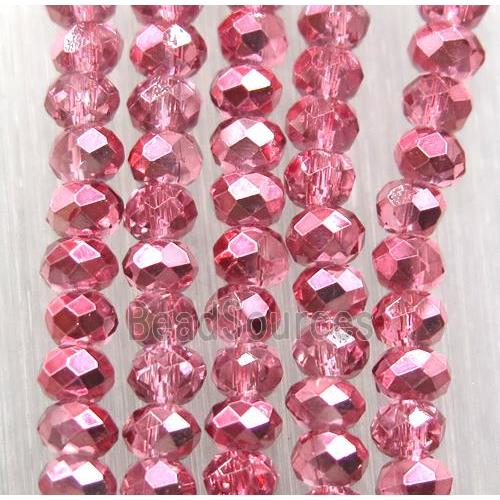 chinese crystal glass bead, faceted rondelle, pink