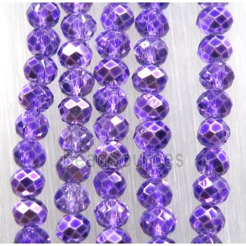 chinese crystal glass bead, faceted rondelle, purple