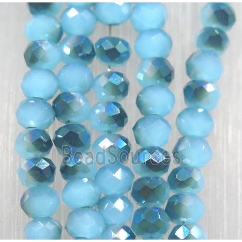 blue chinese Jadeite Glass beads, faceted rondelle