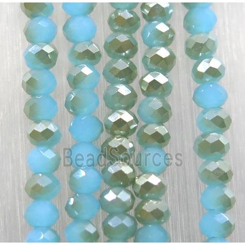 blue chinese Jadeite Glass beads, faceted rondelle