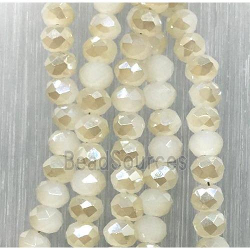 white chinese Jadeite Glass beads, faceted rondelle