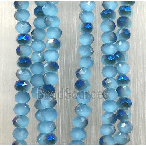 blue chinese Jadeite Glass beads, faceted rondelle