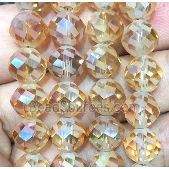 faceted round chinese crystal glass beads, gold champagne