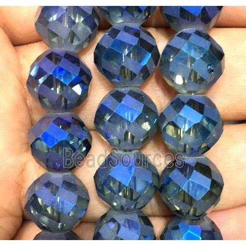 faceted round chinese crystal glass beads, blue