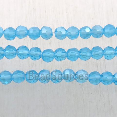 skyblue faceted chinese crystal glass ball beads, AB-color electroplated