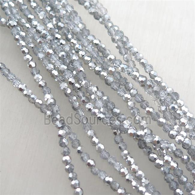 faceted chinese crystal glass ball beads, half silver electroplated