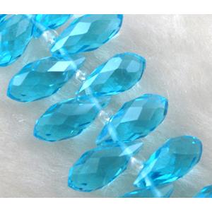 Chinese Crystal Beads, faceted teardrop, aqua