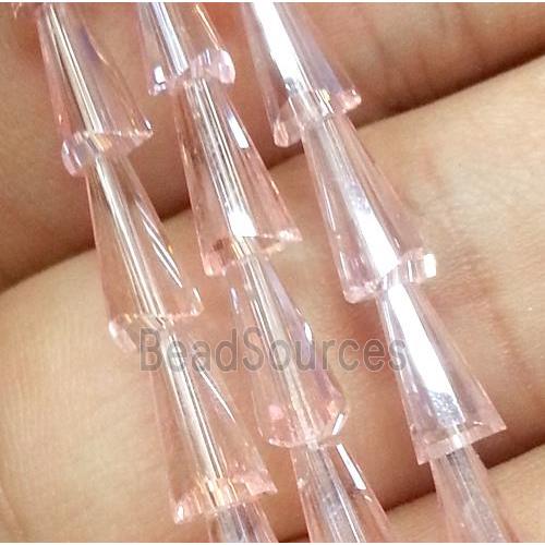 Chinese crystal glass bead, faceted pagoda, pink